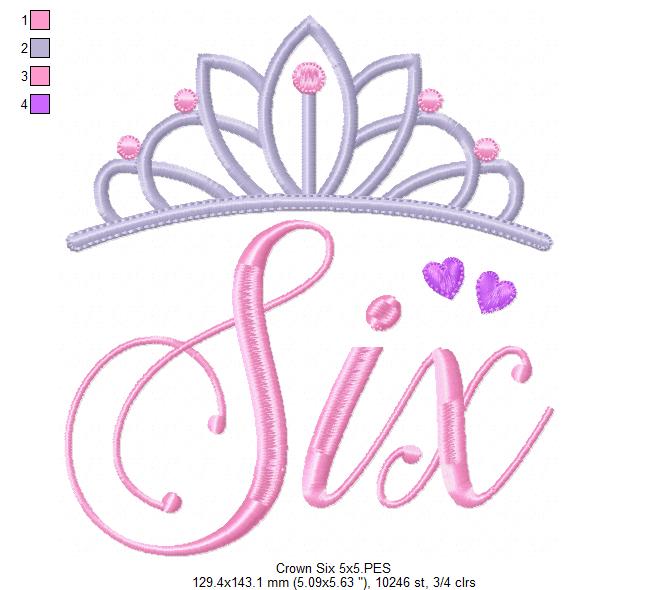 Crown Six 6th Birthday Tiara - Applique
