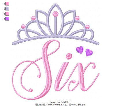 Crown Six 6th Birthday Tiara - Applique