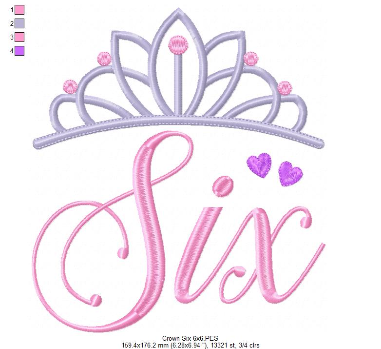 Crown Six 6th Birthday Tiara - Applique