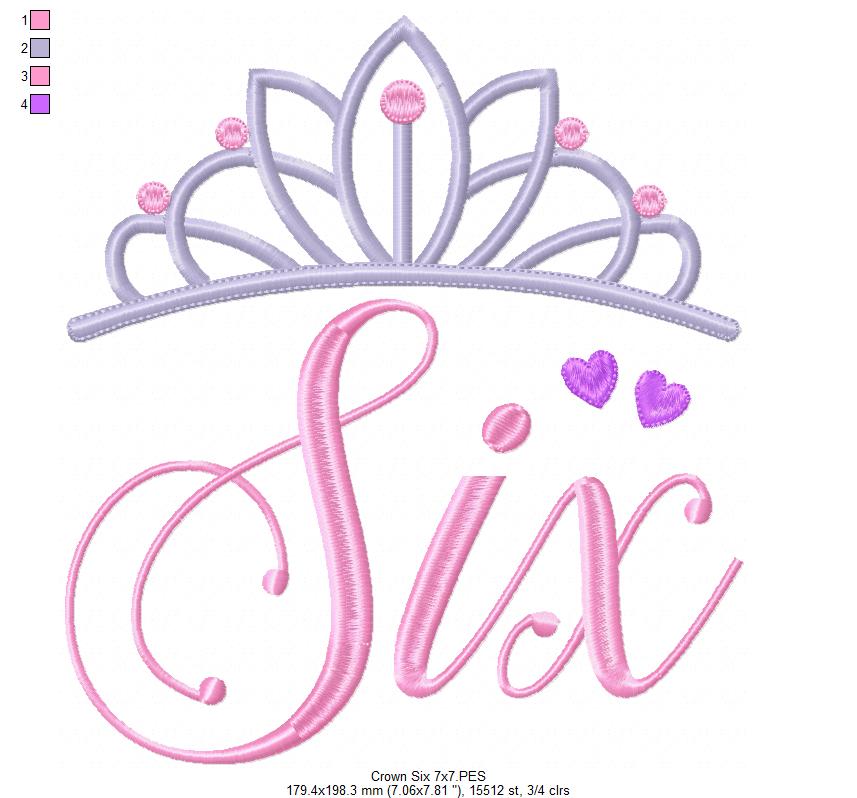 Crown Six 6th Birthday Tiara - Applique