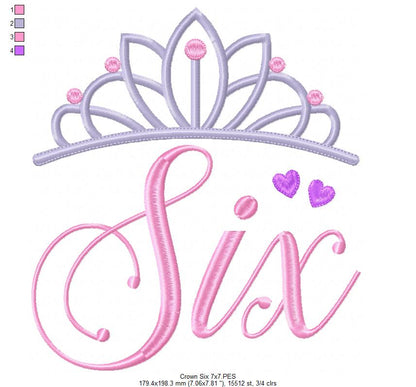 Crown Six 6th Birthday Tiara - Applique