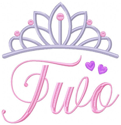 Crown Two 2nd Birthday Tiara - Fill Stitch
