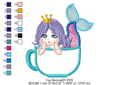 Cup Mermaid - Applique