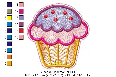 Cupcake Bookmarker - ITH Project - Machine Embroidery Design
