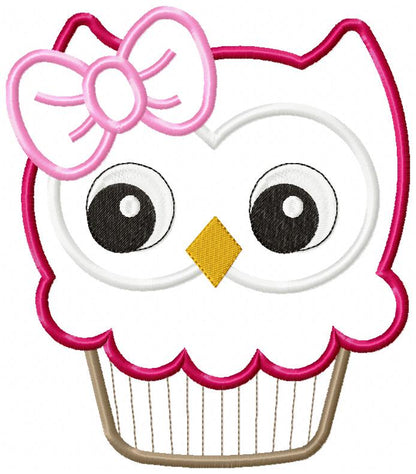 Cupcake Owl - Applique - Machine Embroidery Design
