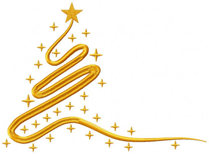 Curly Christmas Trees and Stars - Fill Stitch Embroidery