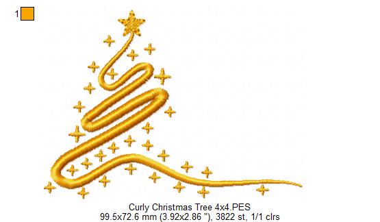 Curly Christmas Trees and Stars - Fill Stitch Embroidery