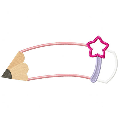 Curved School Pencil - Applique