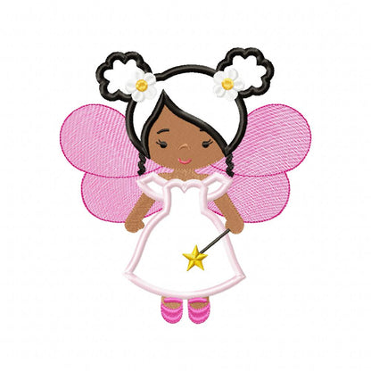 Cute Afro Fairy - Applique - Machine Embroidery Design