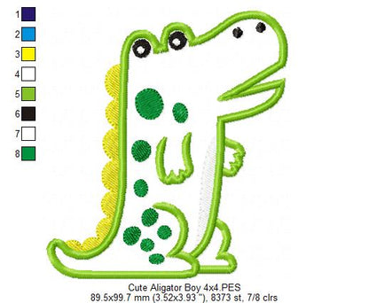 Cute Alligator Boy - Applique