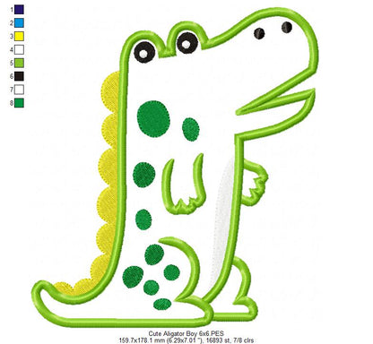 Cute Alligator Boy - Applique