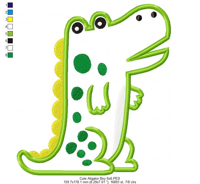 Cute Alligator Boy and Girl - Applique - Set of 2 designs