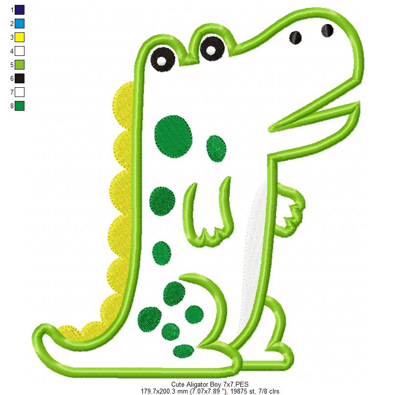 Cute Alligator Boy and Girl - Applique - Set of 2 designs