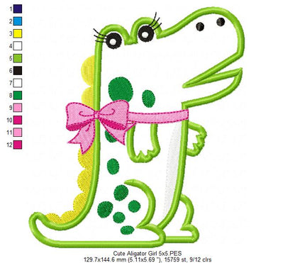 Cute Alligator Boy and Girl - Applique - Set of 2 designs