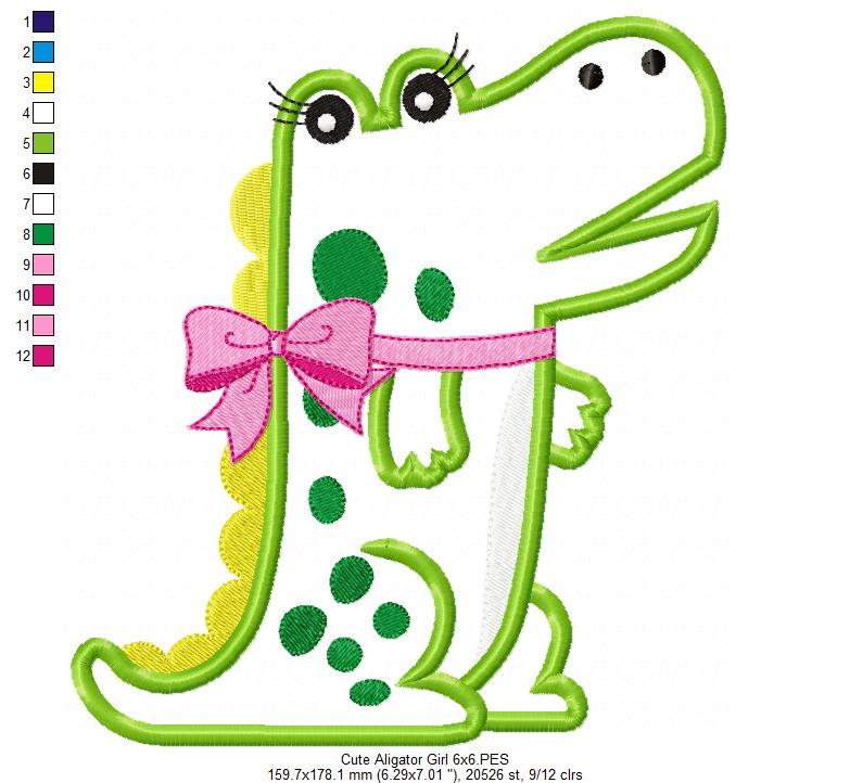 Cute Alligator Girl - Applique