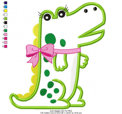 Cute Alligator Boy and Girl - Applique - Set of 2 designs