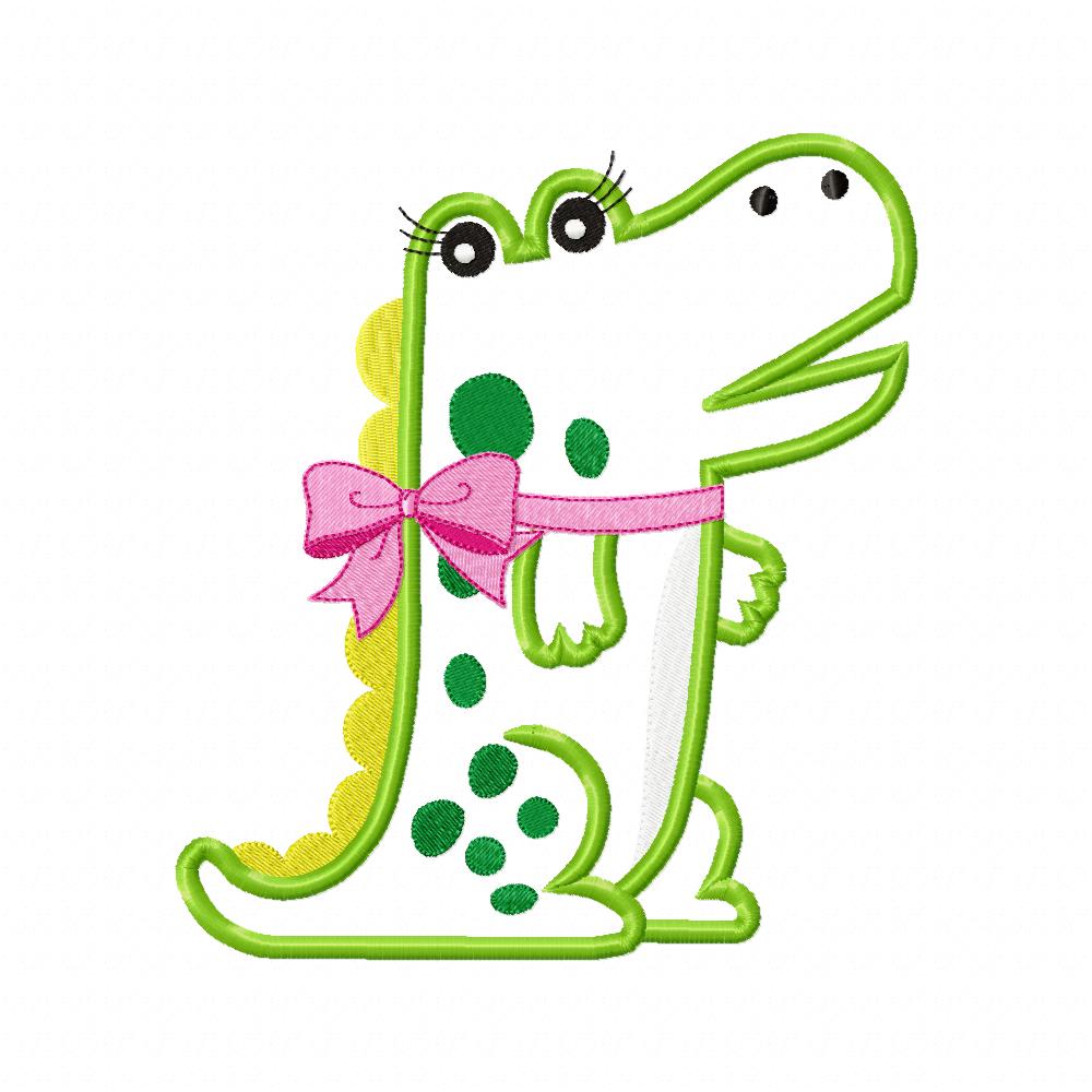 Cute Alligator Girl - Applique