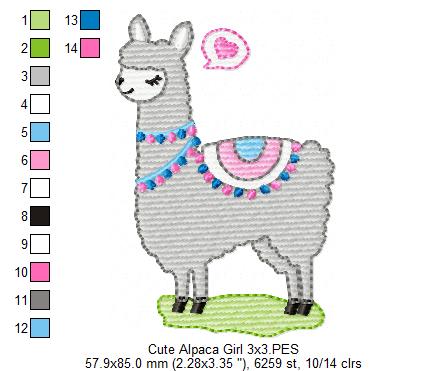 Cute Alpaca Girl - Fill Stitch