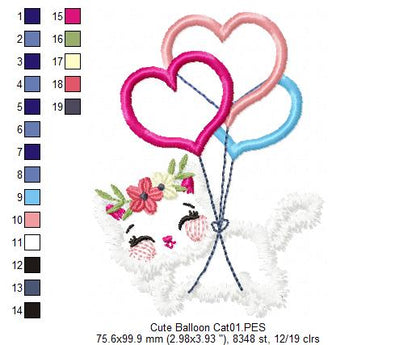 Balloon Cat - Applique