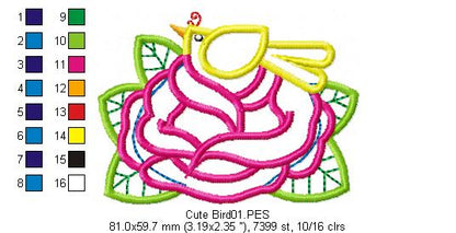 Flower Bird - Applique