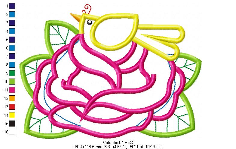 Flower Bird - Applique