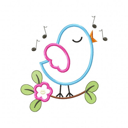 Cute Bird Singing - Applique