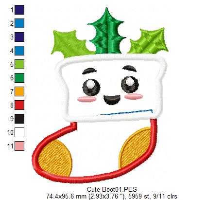 Christmas Boot Cute - Applique