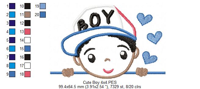 Cute Boy and Girl - Set of 7 designs - Applique