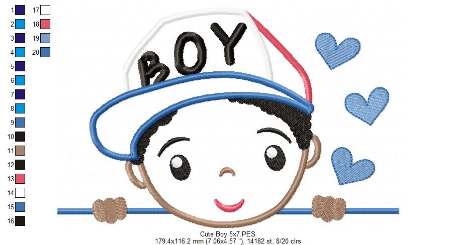 Cute Boy Smiling - Applique