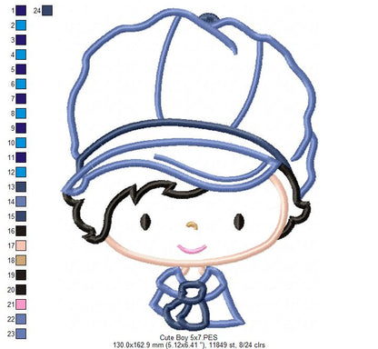 Cute Girl and Boy - Set of 2 designs - Applique