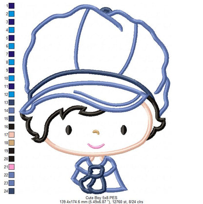 Cute Girl and Boy - Set of 2 designs - Applique