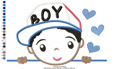 Cute Boy and Girl - Set of 7 designs - Applique