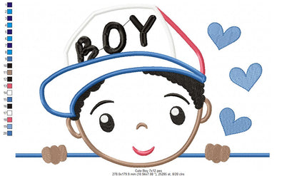Cute Boy Smiling - Applique