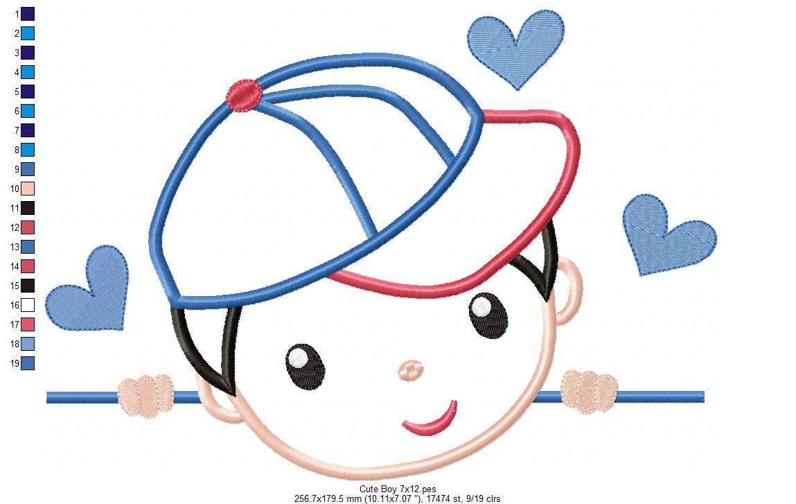 Cute Boy and Girl - Set of 7 designs - Applique