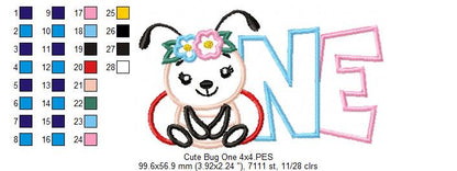 Cute Bug One 1st Birthday - Applique