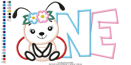 Cute Bug One 1st Birthday - Applique