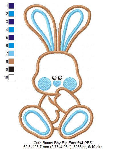Sweet Baby Bunny Big Ears - Appliqué - Machine Embroidery Design