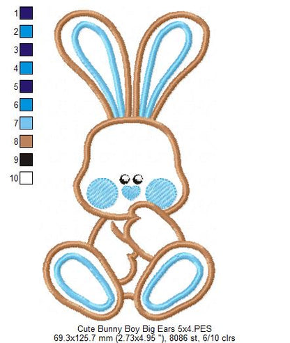 Cute Bunny Girl and Boy Big Ears - Applique - Set of 2 designs