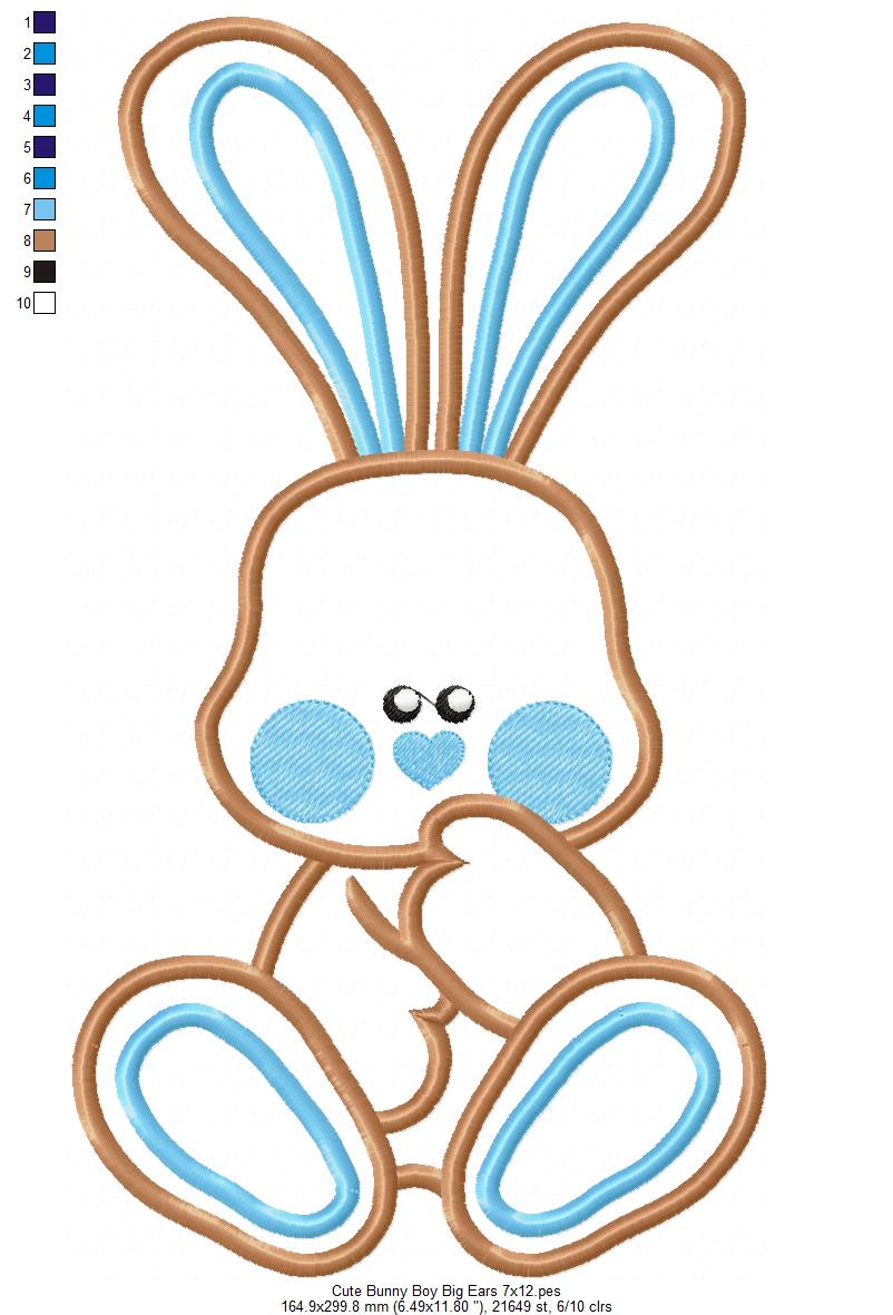 Cute Bunny Girl and Boy Big Ears - Applique - Set of 2 designs