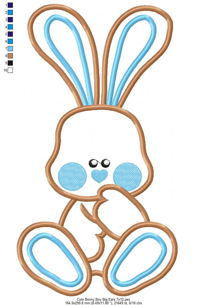 Cute Bunny Girl and Boy Big Ears - Applique - Set of 2 designs