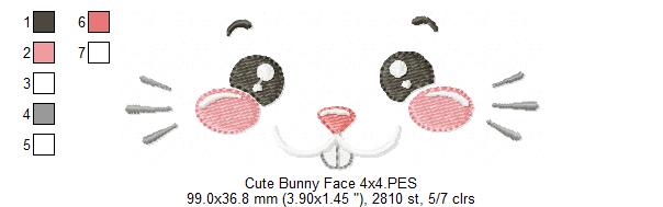 Silly Bunny Face - Fill Stitch - Machine Embroidery Design