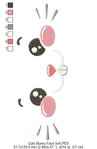 Silly Bunny Face - Fill Stitch - Machine Embroidery Design