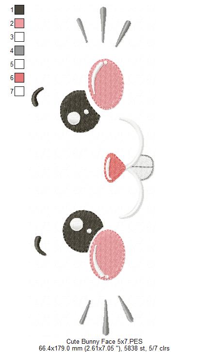 Silly Bunny Face - Fill Stitch - Machine Embroidery Design
