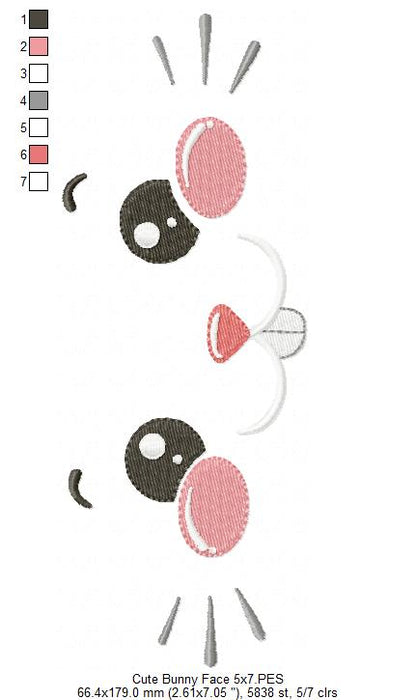 Silly Bunny Face - Fill Stitch - Machine Embroidery Design