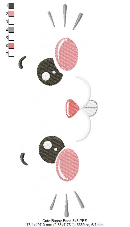 Silly Bunny Face - Fill Stitch - Machine Embroidery Design