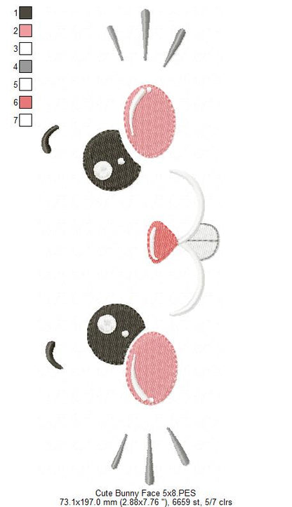 Silly Bunny Face - Fill Stitch - Machine Embroidery Design