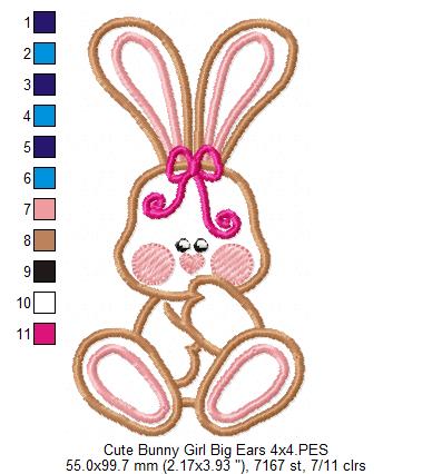 Cute Bunny Girl and Boy Big Ears - Applique - Set of 2 designs