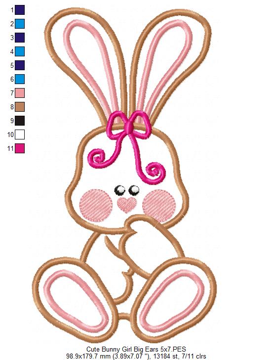 Cute Bunny Girl and Boy Big Ears - Applique - Set of 2 designs
