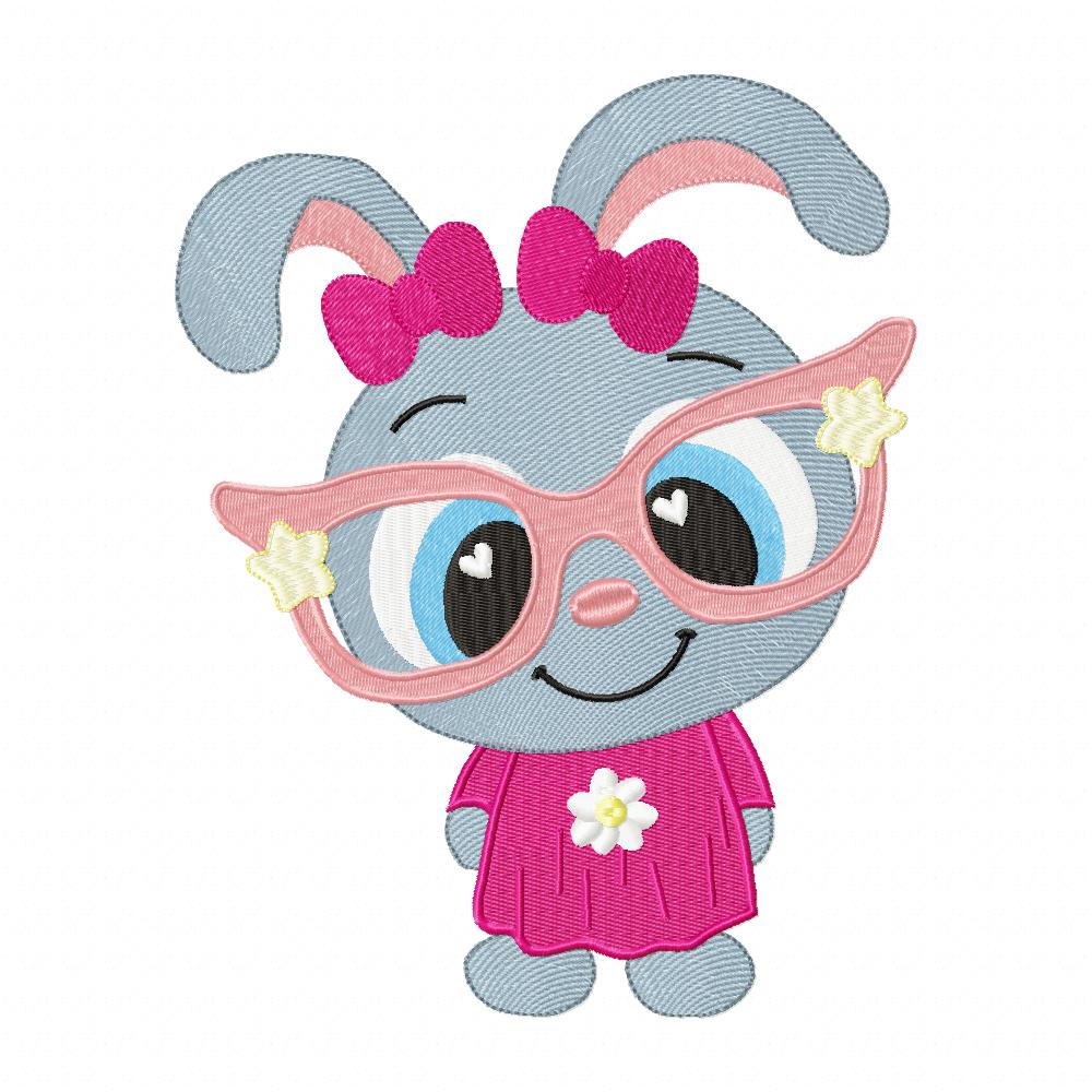 Sweet Bunny Girl with Glasses - Fill Stitch – Machine Embroidery Design