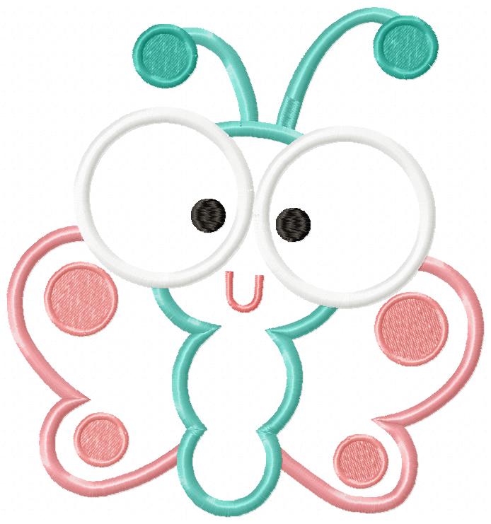 Cute Butterfly – Applique Stitch – Machine Embroidery Design